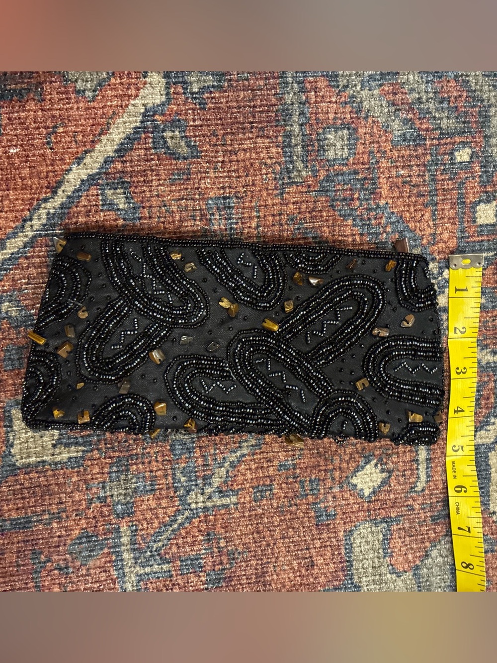 🍸Hand-beaded paisley evening clutch / cocktail bag with tigers eye stones 🍸